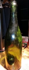 Vintage Antique Dark Green Glass Wine Champagne Bottle Large Punt