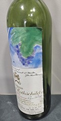 1982 Chateau Mouton Rothschild Pauillac Empty Wine Bottle-John Huston Label Rare