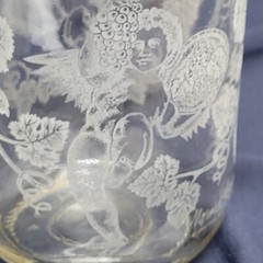Vintage Paul Masson Wine Carafe 1988 Norman Kosarin Etched Cherub Vines Grapes