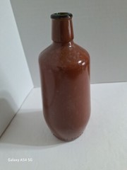 Vintage Stoneware Beer Bottle & Lancers Portugal Wine Bottle Painted Glass