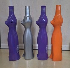 4 – Happy Cat Rheinhessen Riesling Wine Bottles Vases Lot Set Multi-color