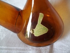 Spanish Wine Bottle Decanter Hand Made Blown Glass Amber Home Barware Spain