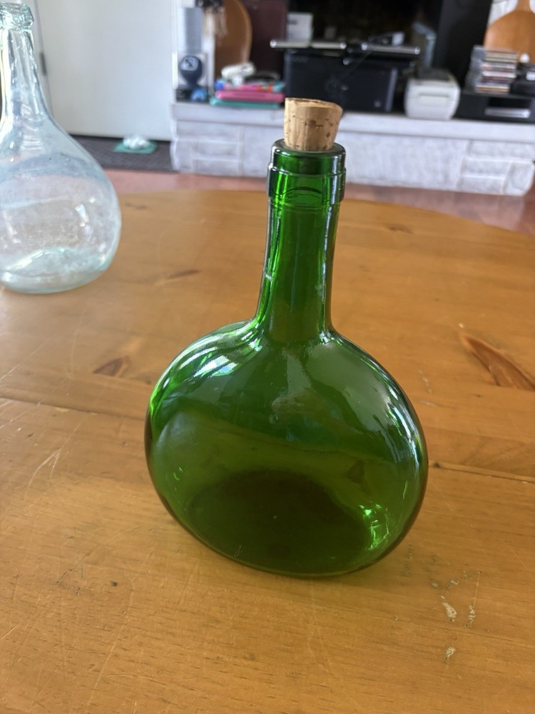Vintage Empty Bocksbeutel Green Wine Bottle 750ml Display Bud Vase 8.5&Prime;!