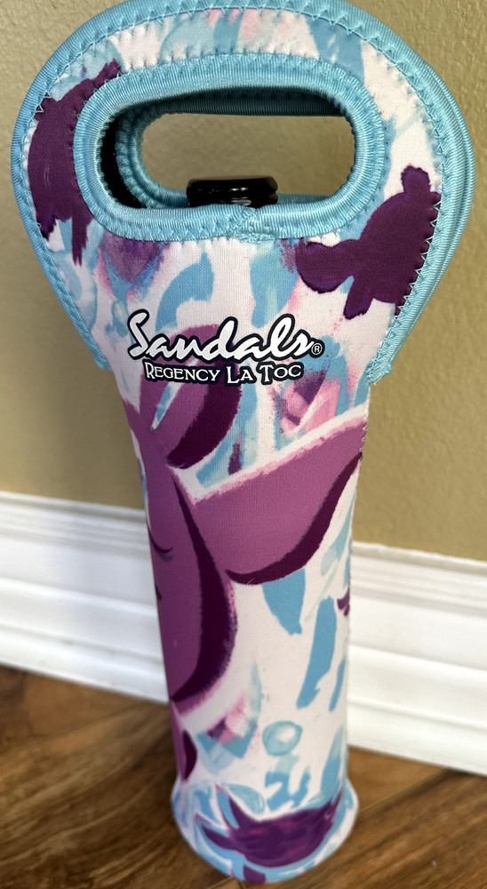 NEW TAG Sandals Resorts Regency La Toc St Lucia Neoprene Wine Koozie Insulator~