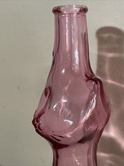 Vtg. Mosel Reisling Pink Glass Happy Cat Wine Bottle