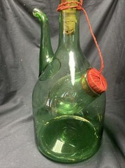 Vintage Italian Hand Blown Green Wine Decanter w/ice Chamber