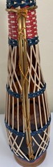 Vintage Plastic Wicker Wrap’d Wine Amber Bottle lid, handle,excellent condition