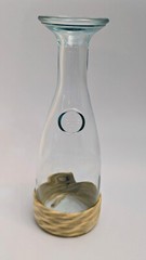 2 Vintage 1L Glass Carafes- Paul Masson & Fleur De Lis Stamp W/Rope Bottom