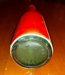Vntg Leather Wine Bottle. Probably Italy, Green, White, Red, With Wood Stopper
