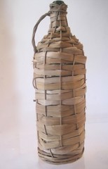 VTG 3 LITER LTR~RETSINA~STRAW WICKER COVERED GREEK WINE BOTTLE GREEN GLASS 1960