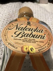 Vintage, Peach Nalewka Babuni Empty Wine Bottle 750 ml, w/Decorative Wood Cap