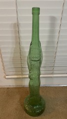 Mid Century Tuscan Chianti Wine Bottle Woman Shape 32” Green Glass VTG Rare