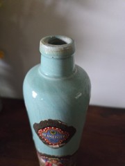 Vintage Beameister Jade Green Stoneware Bottle May-Wine w/ Utah liquor control