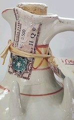 Vtg Rare Handpainted Italian Liqouri Bottle Olive Branches Spikes Signed W/Tag