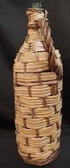 Antique Aqua Green Rattan Wrapped Glass Demijohn Bottle 16&Prime; Jug Wicker Woven A+!