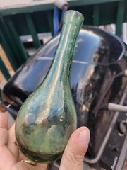 Green Hand Blown Torpedo Wine Bottle Round Bottom 7  » Tall