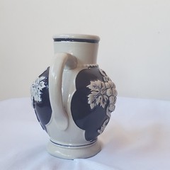 German Stoneware Bernkastel-Kues Wine Jug Cobalt Blue & White 6 Inch Tall