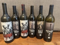 The Walking Dead- Six Empty Wine Bottles, Negan, Rick Grimes, Daryl Dixon -AMC