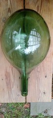 Antique Hand Blown Round Bottom Green Glass Wine Bottle
