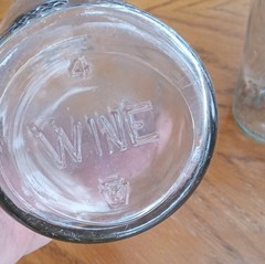 Pair Clear Glass Wine Bottles Embossed Grapevine Motif 4/5 Quart