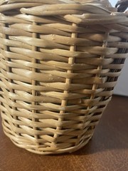 Vintage V. Levante Spanish wicker covered green glass demijohn bottle See Pics