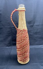 VINTAGE PLASTIC WICKER WRAPPED WINE BOTTLE RED WHITE Spain NO Cap/lid