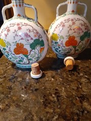 Set of two Vintage Round Front Chinese Rice Wine decameter/bottle