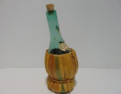 Tenuta Belvedeere Chianti Blue Glass Wine Bottle In Woven Basket 1 Pint Empty