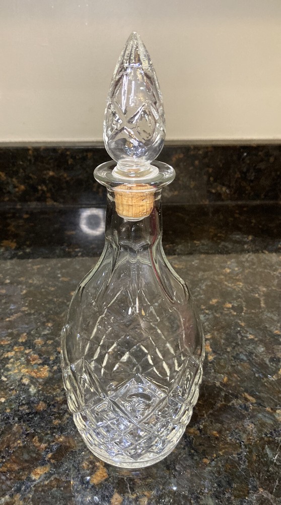 Vintage Diamond Cut Glass Decanter London Winery Limited EMPTY Clear Glass