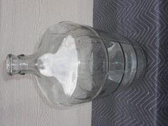VINTAGE 5 GALLON WINE -WATER BOTTLE -JUG 22 x 10 in HEAVY EMBOSSED GLASS -XX 8 A