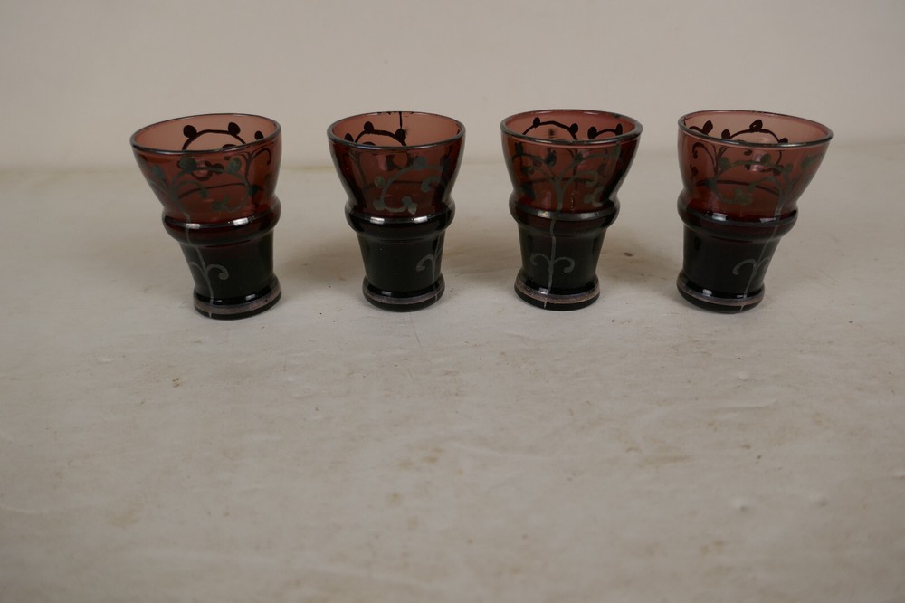 Vintage Set of 4 Gorgeous Purple Chinese Mijiu or Rice Wine Cups