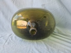 Huge 18.5&Prime; Vintage Demijohn Jug Green Glass Italian Wine Bottle Mid Century MCM