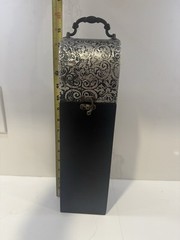 Vintage Wine Bottle Box Black And Silver With Clasp Great For Gifting Wine