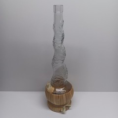 Empty Bottaro Green Spiral Glass Wine Bottle Italy 15.5&Prime; With Raffia wrap