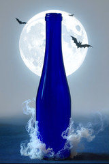 Cobalt Blue Glass Wine Bottle Small 10.75&Prime; Tall, Home Brew, New & Ready to Use!