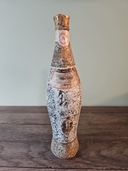 VTG Italian Roman Wine Bottle Ceramic Stone Finished TITVLVS Gold Tone Turquoise