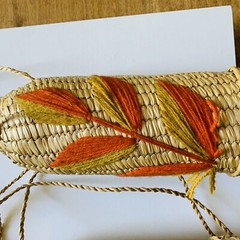 Wicker Rattan Straw Wine Bottle Carrier Holder Tiki Bar Floral Vintage Set Of 2