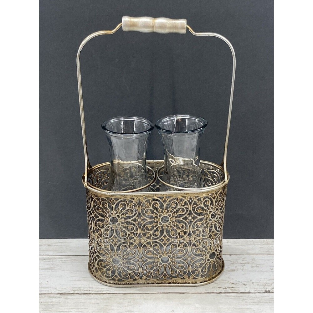 Vintage Half Liter Glass Decanter Carafes Wine/Milk Bottles Jugs In Carrier