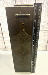 Old Vintage Wine Bottle Box Dark Brass and Wood Elegant Collectible Piece India