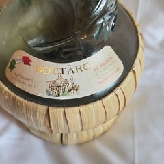 Vintage Long Neck Twisted Spiral Bottaro W/ Raffia Base Empty Wine Bottle 15&Prime;