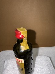 VTG Dubonnet An Aperitif Wine Mini Green Glass With Dimples Liquor Bottle EMPTY