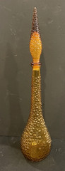 Vintage 22&Prime; MCM 1960s Italy Rossini Empoli Amber Hobnail Genie Decanter Bottle 1