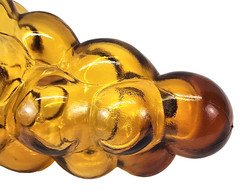 Amber Chianti Bottle Shaped Like Bunch Of Grapes From 1970s Hand Blown 12&Prime; long