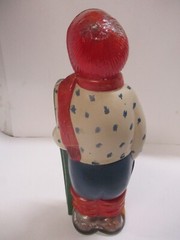Vintage Painted Glass Skier Figurine Italian Wine Bottle – Empty