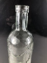 Vintage Pressed Glass Bottle Made in Spain Floral Motif