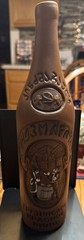 Kindzmarauli Georgian Ceramic Clay Red Wine Bottle w/ 3D Design Approx 13” Tall