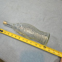 Fish Shaped Clear Glass Wine Bottle 12” Tall Bottle corked CLEAN
