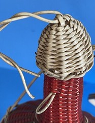 Vintage 60&rsquo;s Bohemian Wine Decanter Plastic Wicker Wrapped Bottle