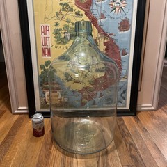 VTG HUGE 1936 Carboy 12 Gal. Bottle Jug DemiJohn 26” Aqua Hand Blown Glass RARE!