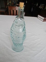 Fish Shaped Clear Light Blue Green Glass Italian Bottle13&Prime; Tall Empty Clean!